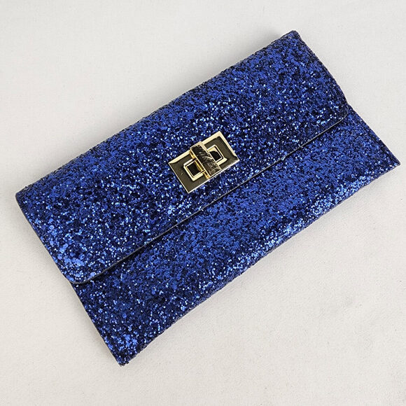 Este Lauder Blue Sparkle Envelope Clutch Purse - Picture 1 of 7